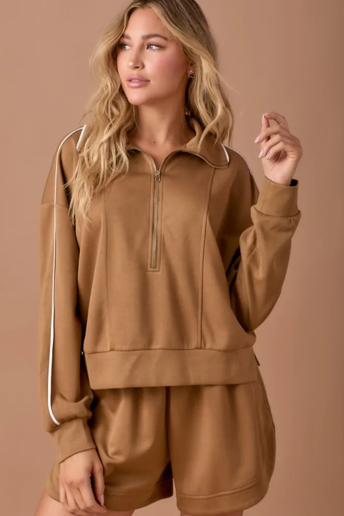 1/4 Zip Stripe Sweatshirt