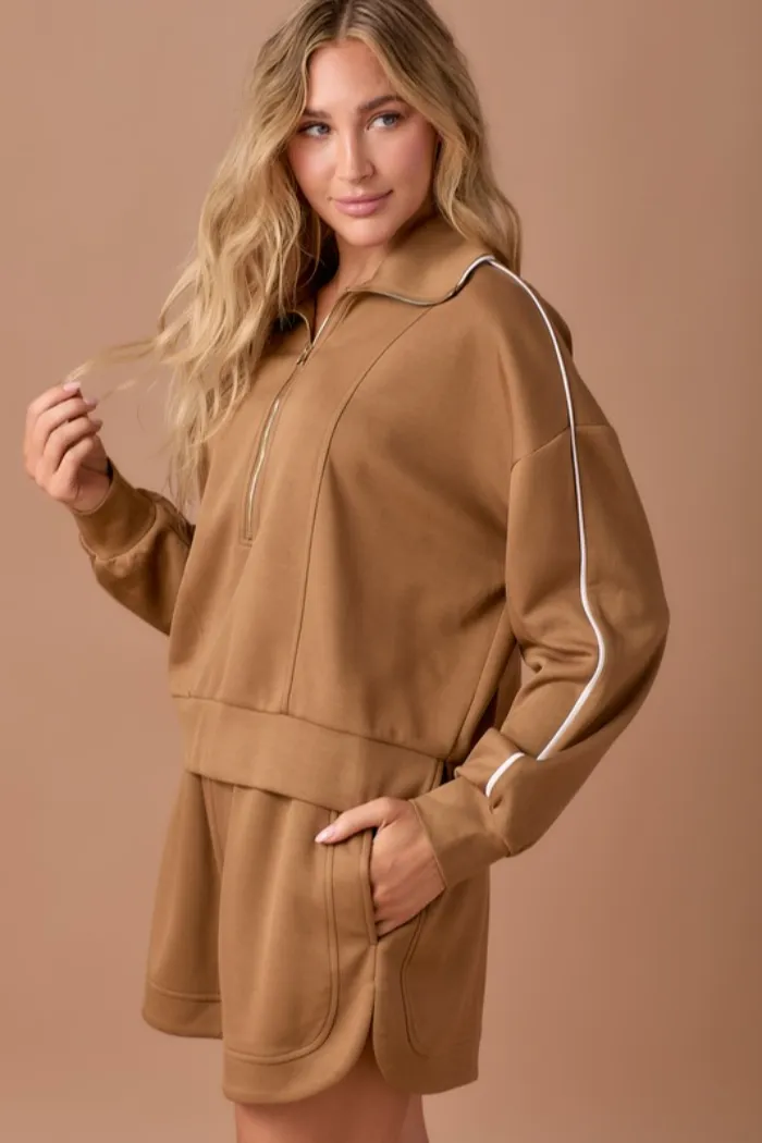 1/4 Zip Stripe Sweatshirt