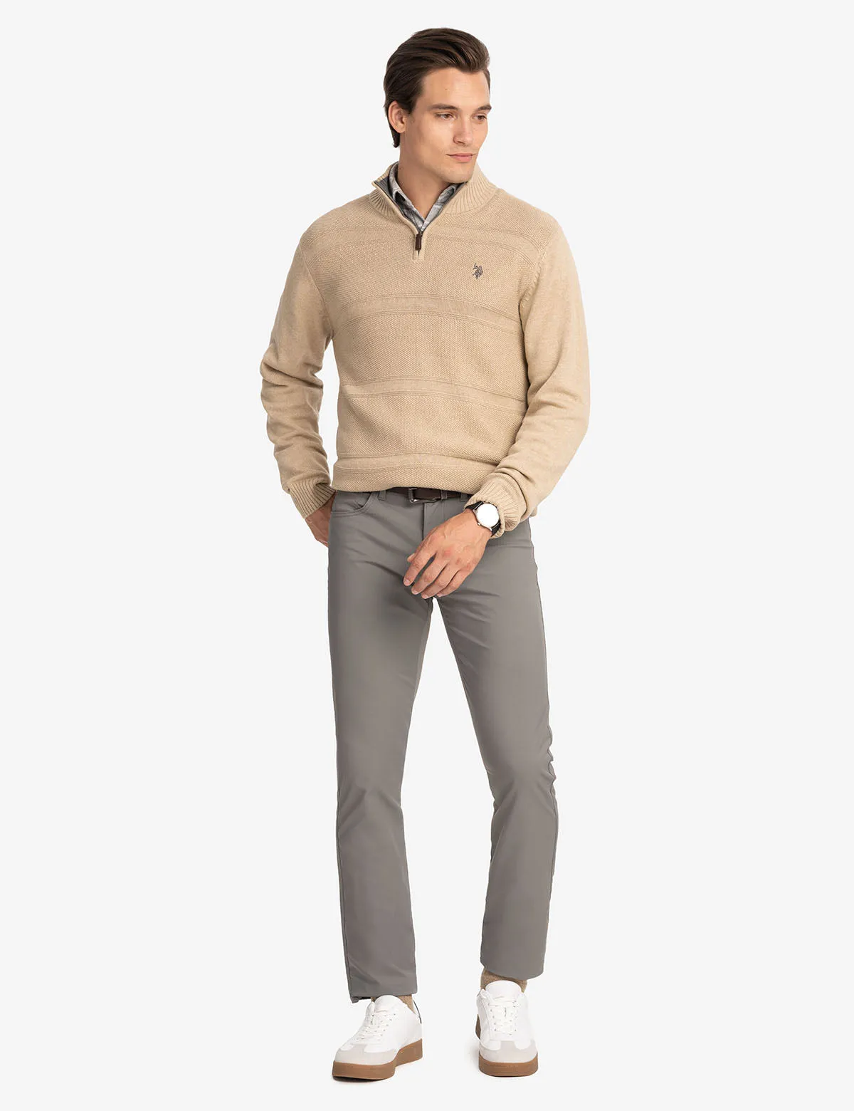 1/4 ZIP TEXTURED SWEATER
