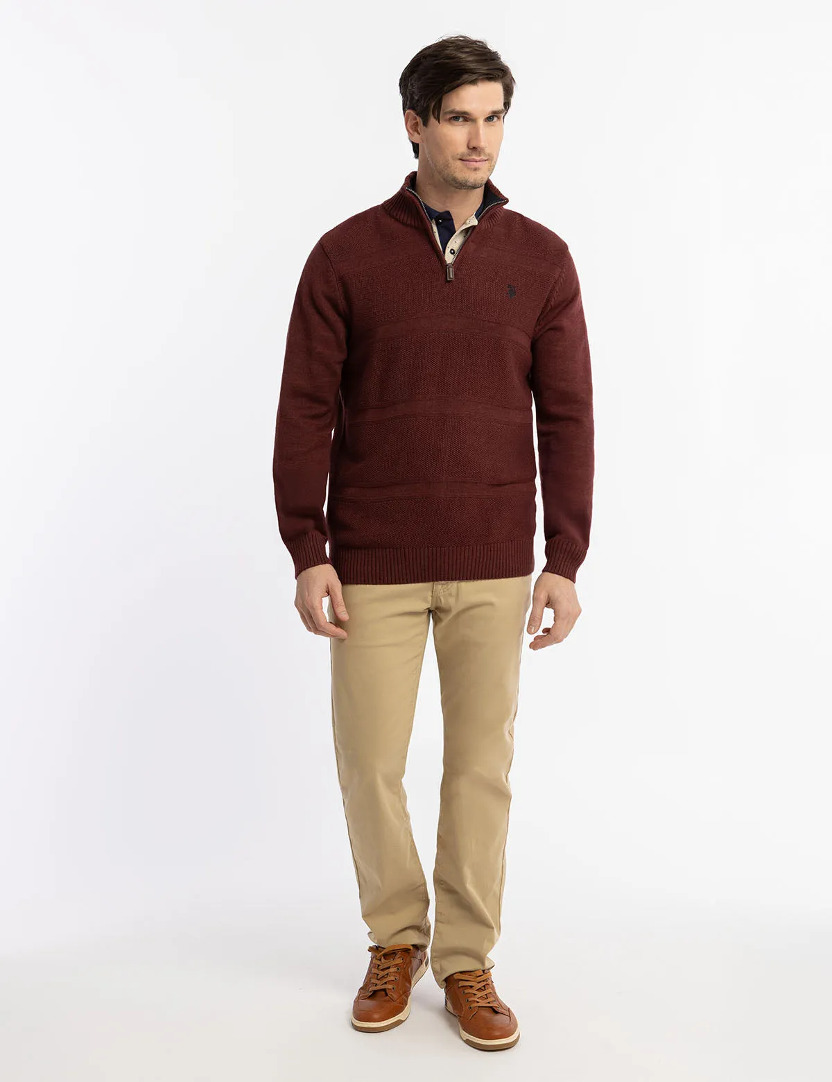 1/4 ZIP TEXTURED SWEATER