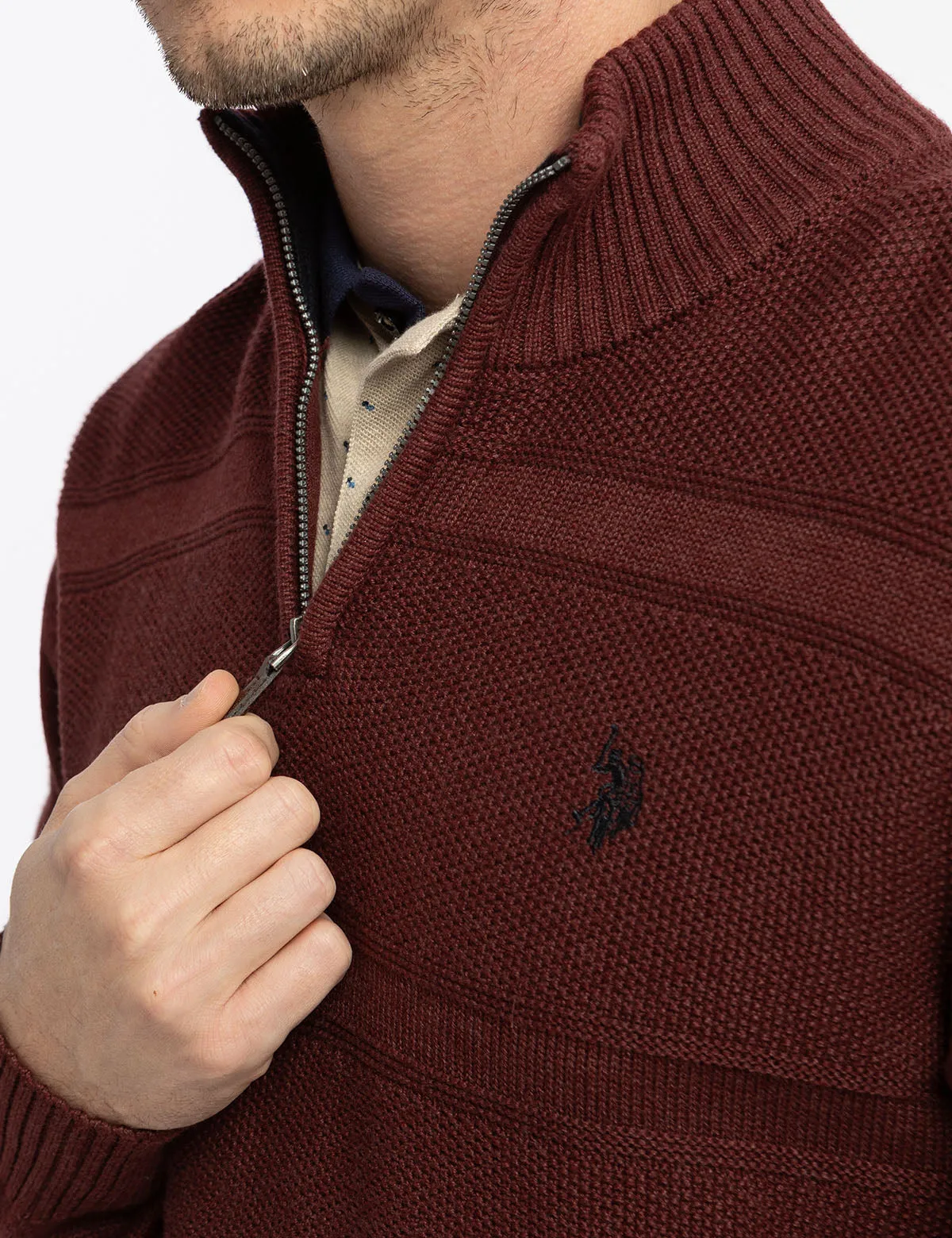 1/4 ZIP TEXTURED SWEATER