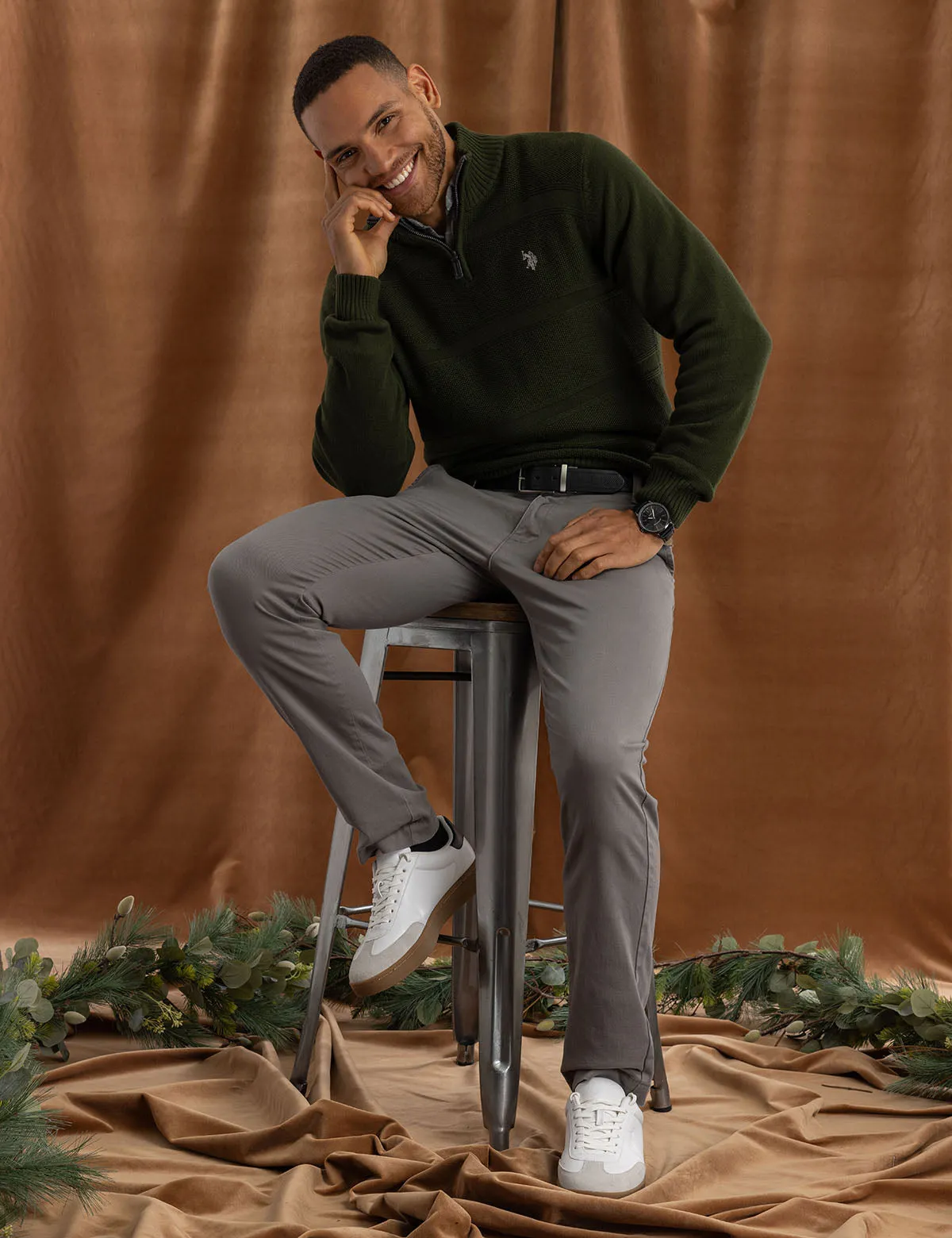 1/4 ZIP TEXTURED SWEATER