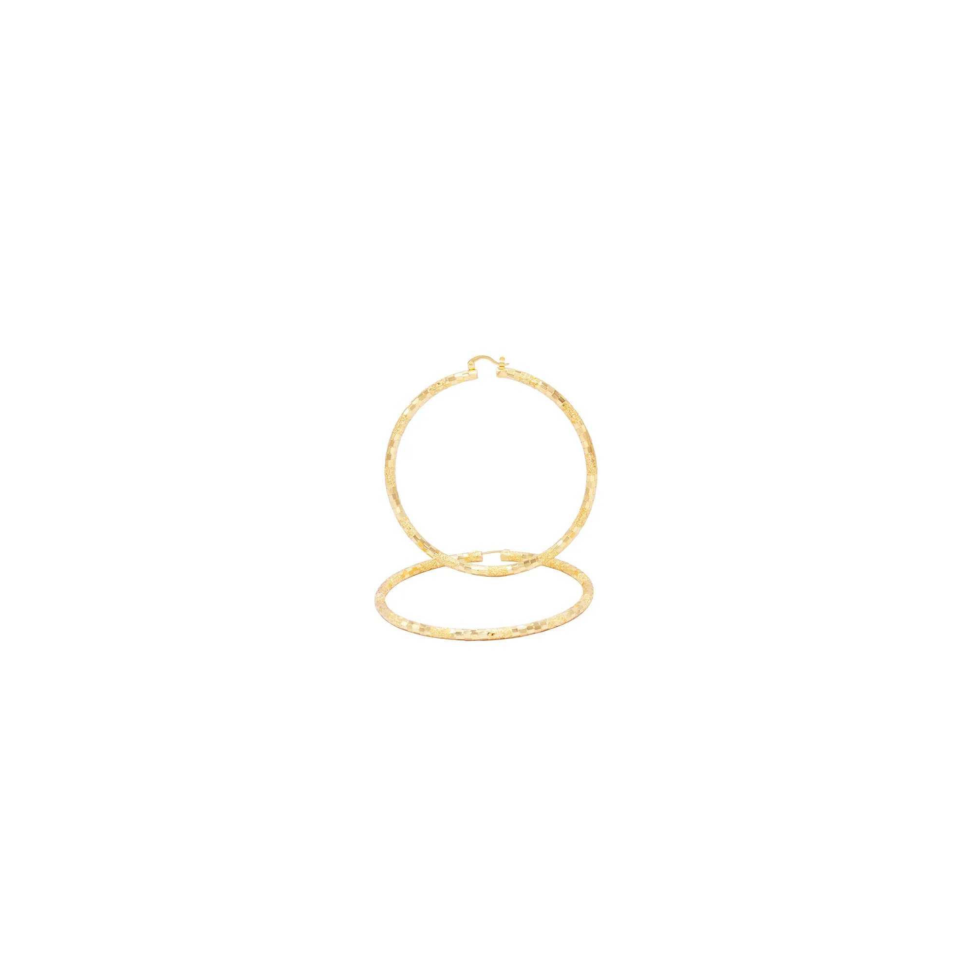 14K Gold-Filled Box Textured Cut Hoop Women Earrings 4 mm Thick 25-80 mm