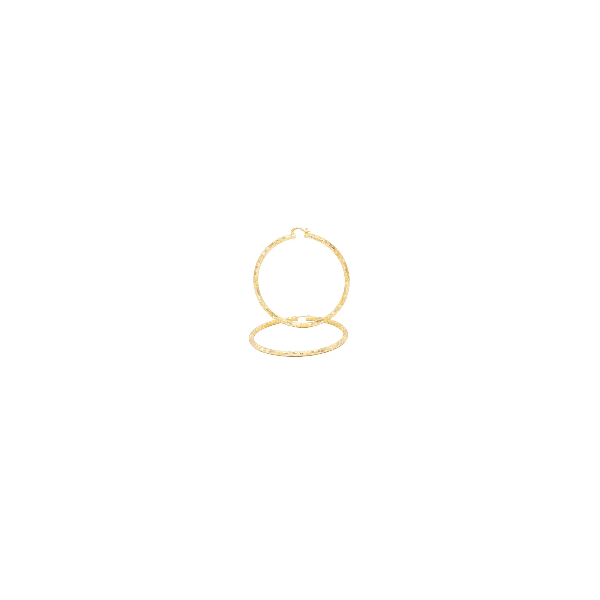 14K Gold-Filled Box Textured Cut Hoop Women Earrings 4 mm Thick 25-80 mm