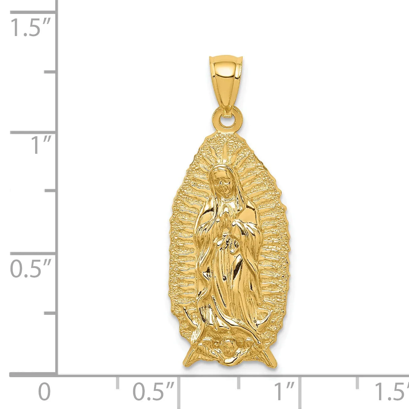 14k Yellow Gold Polished and Textured Guadalupe Pendant