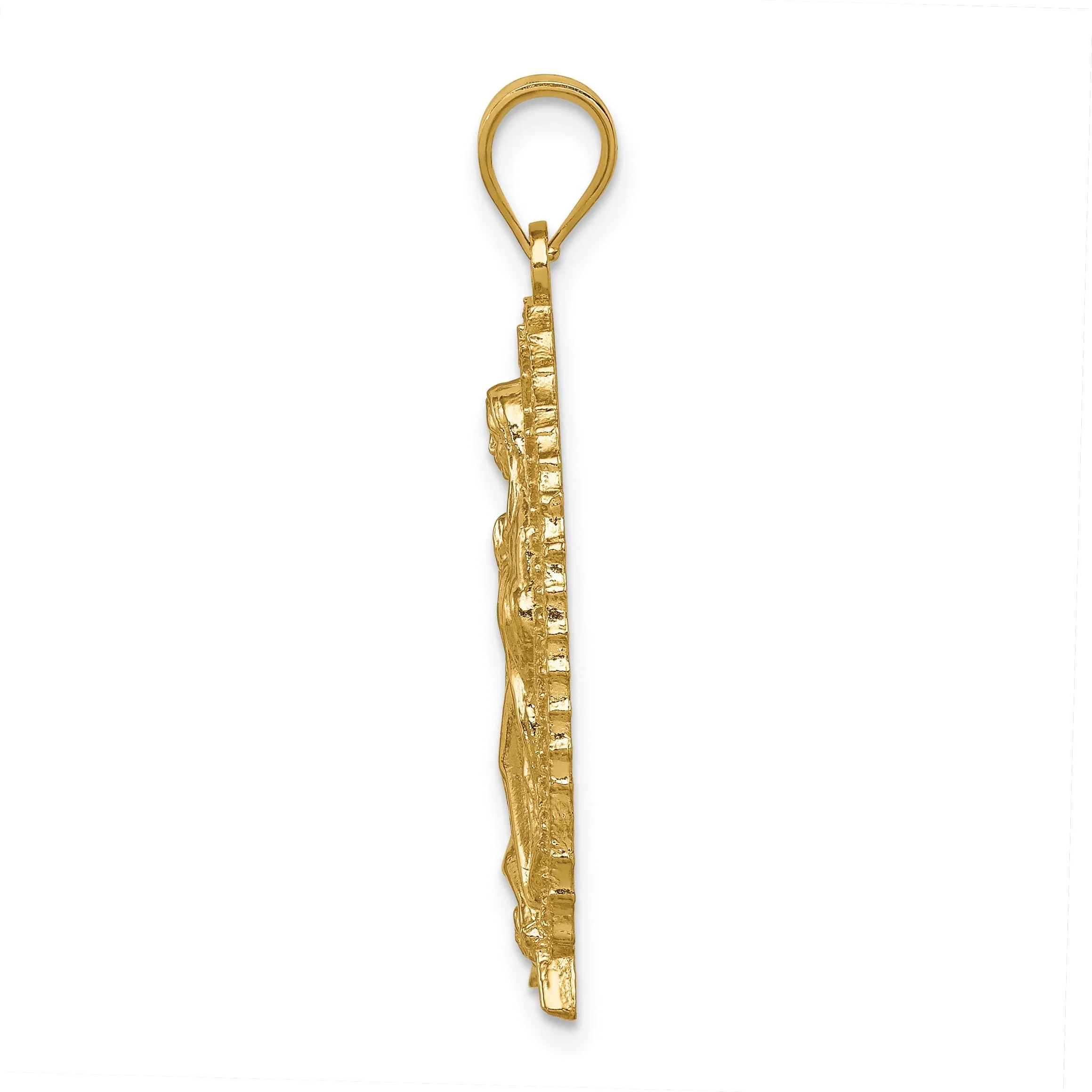 14k Yellow Gold Polished and Textured Guadalupe Pendant