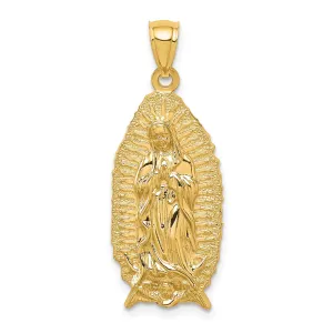 14k Yellow Gold Polished and Textured Guadalupe Pendant