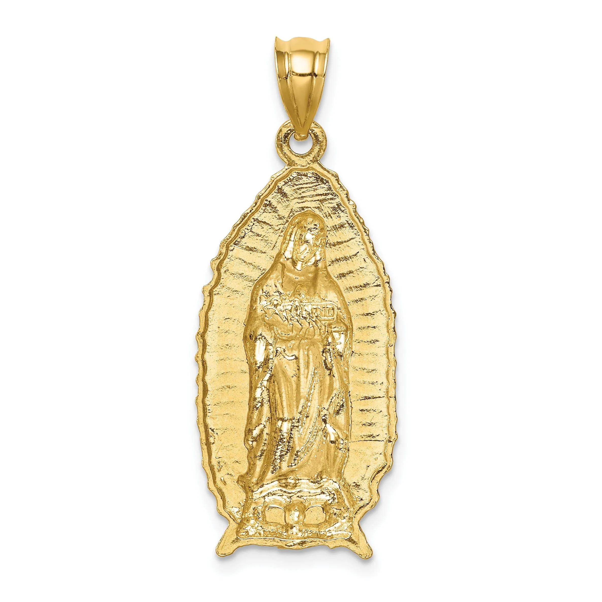 14k Yellow Gold Polished and Textured Guadalupe Pendant