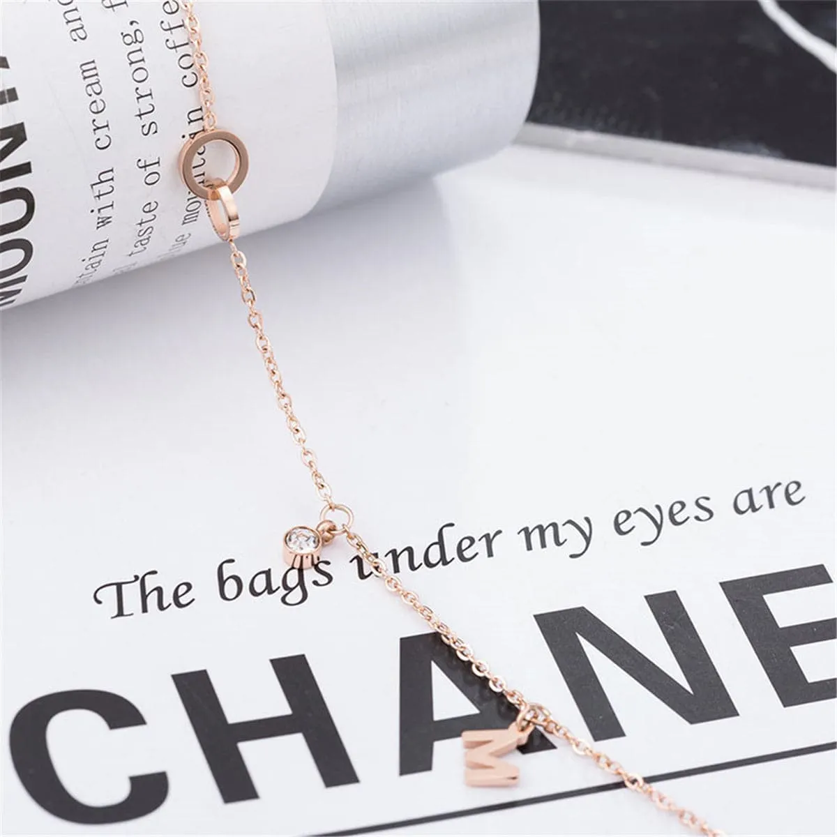 18K Rose Gold-Plated 'M' Anklet