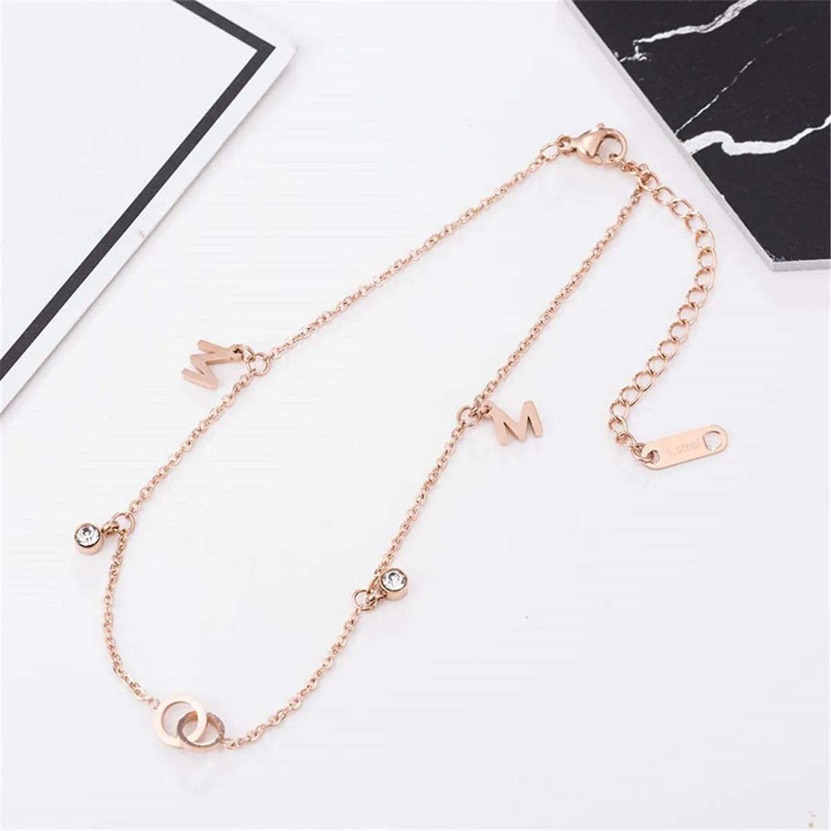 18K Rose Gold-Plated 'M' Anklet