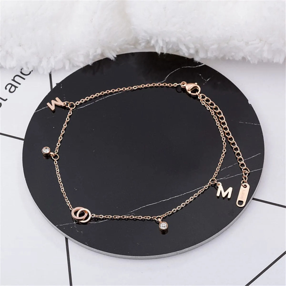 18K Rose Gold-Plated 'M' Anklet