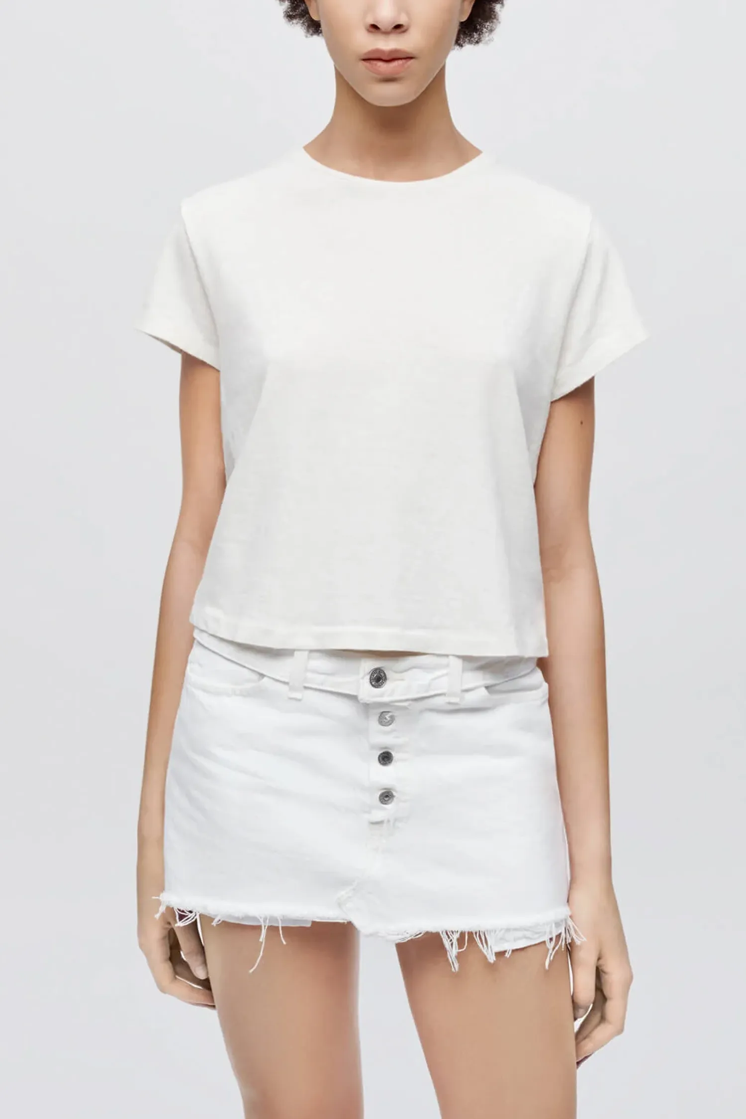 1950's Boxy S/S Tee In Vintage White