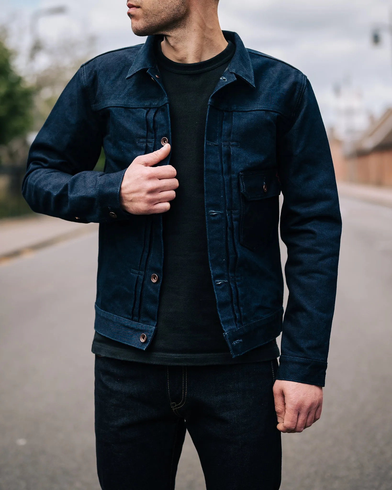 19oz Selvedge Denim Type I Jacket - Indigo/Grey