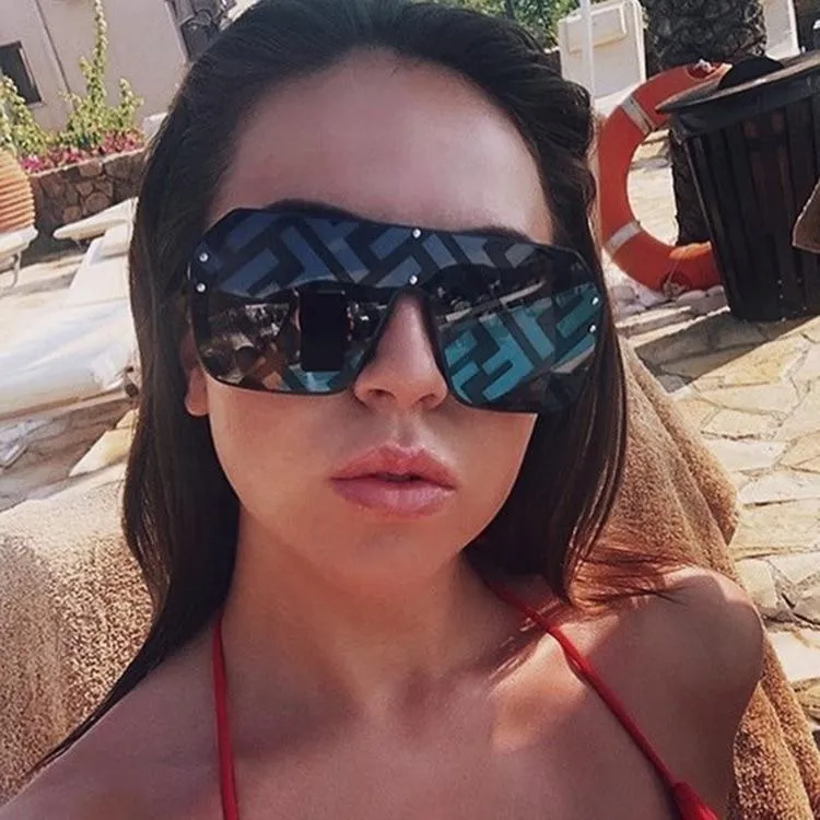 2021 Futuristic Leopard FF Sunglasses Women Oversized Glasses