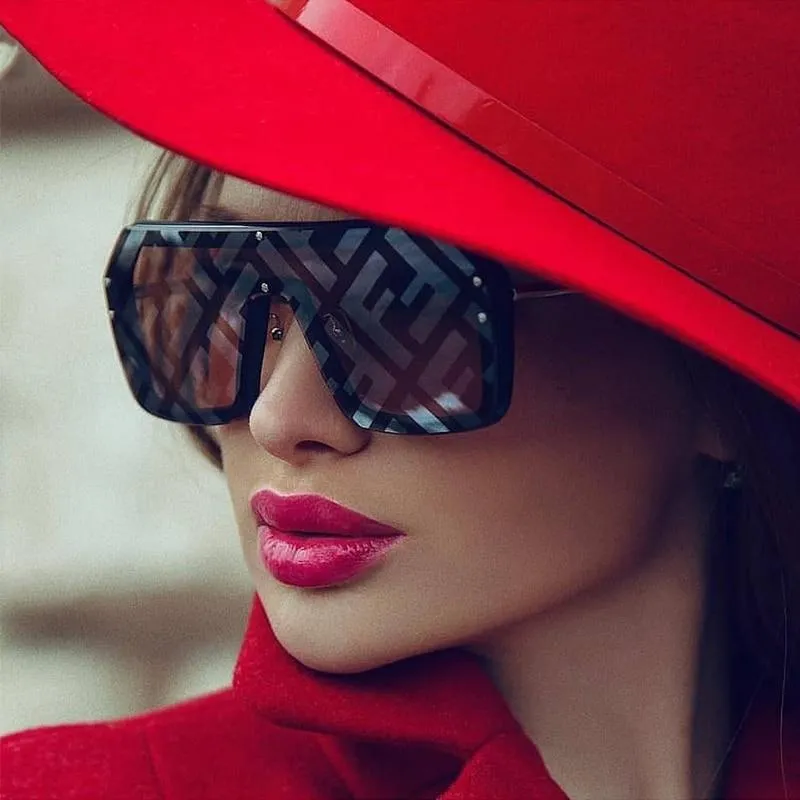 2021 Futuristic Leopard FF Sunglasses Women Oversized Glasses