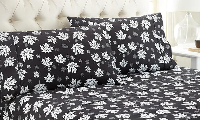 4-Piece Set: Super-Soft 1600 Series Falling Leaves Sheets