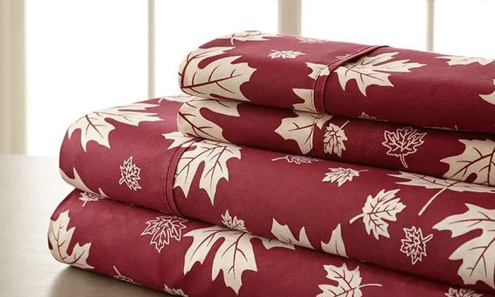 4-Piece Set: Super-Soft 1600 Series Falling Leaves Sheets