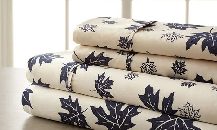 4-Piece Set: Super-Soft 1600 Series Falling Leaves Sheets