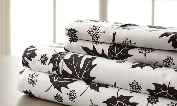 4-Piece Set: Super-Soft 1600 Series Falling Leaves Sheets
