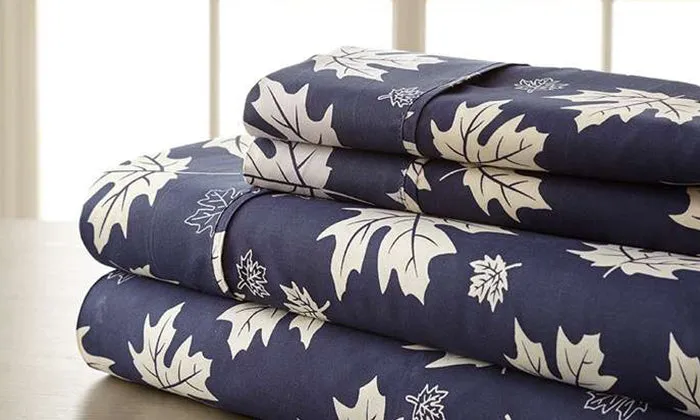 4-Piece Set: Super-Soft 1600 Series Falling Leaves Sheets