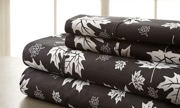 4-Piece Set: Super-Soft 1600 Series Falling Leaves Sheets