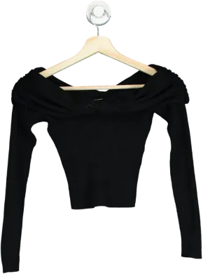 Abercrombie & Fitch Black Off-Shoulder Ribbed Top UK XXS
