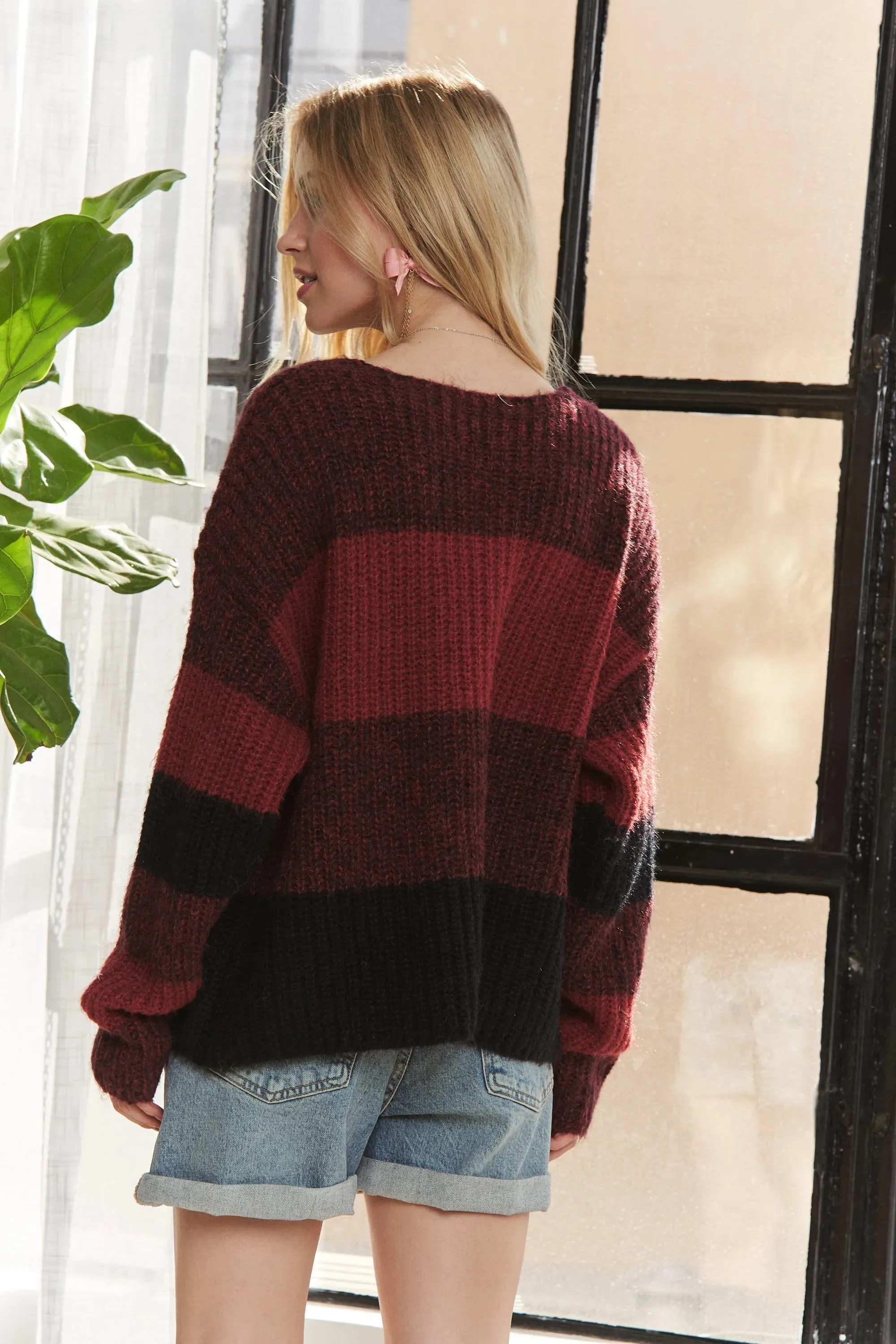 ADORA Long Sleeve Color Block Sweater