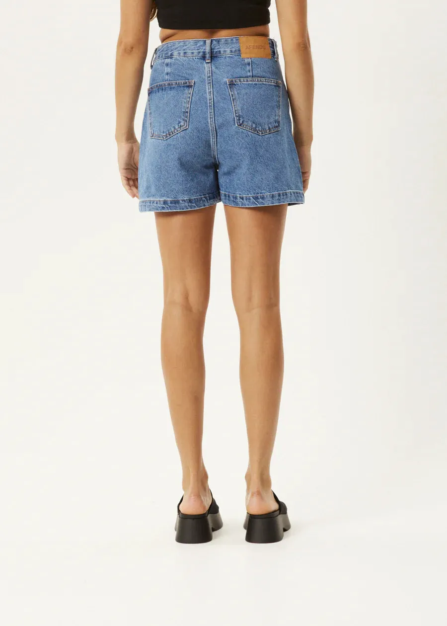 Afends Seventy Threes Hemp Denim Shorts WORN BLUE