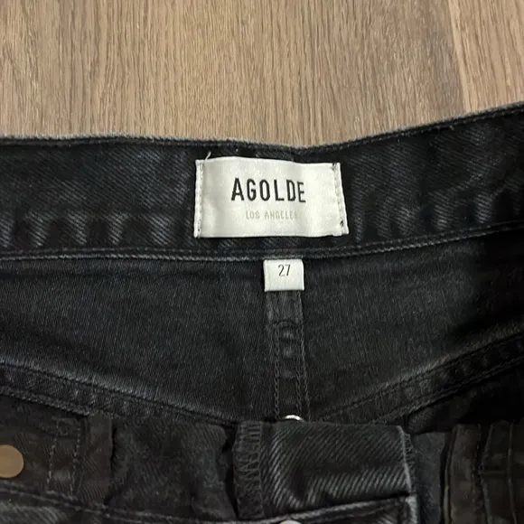 AGOLDE Parker High Waist Relaxed Cutoff Organic Cotton Denim Shorts Trance black