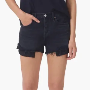 AGOLDE Parker High Waist Relaxed Cutoff Organic Cotton Denim Shorts Trance black