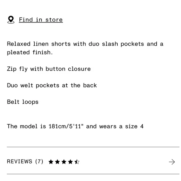 &amp; Other Stories - Relaxed Linen Shorts - Black - sz 6 / S