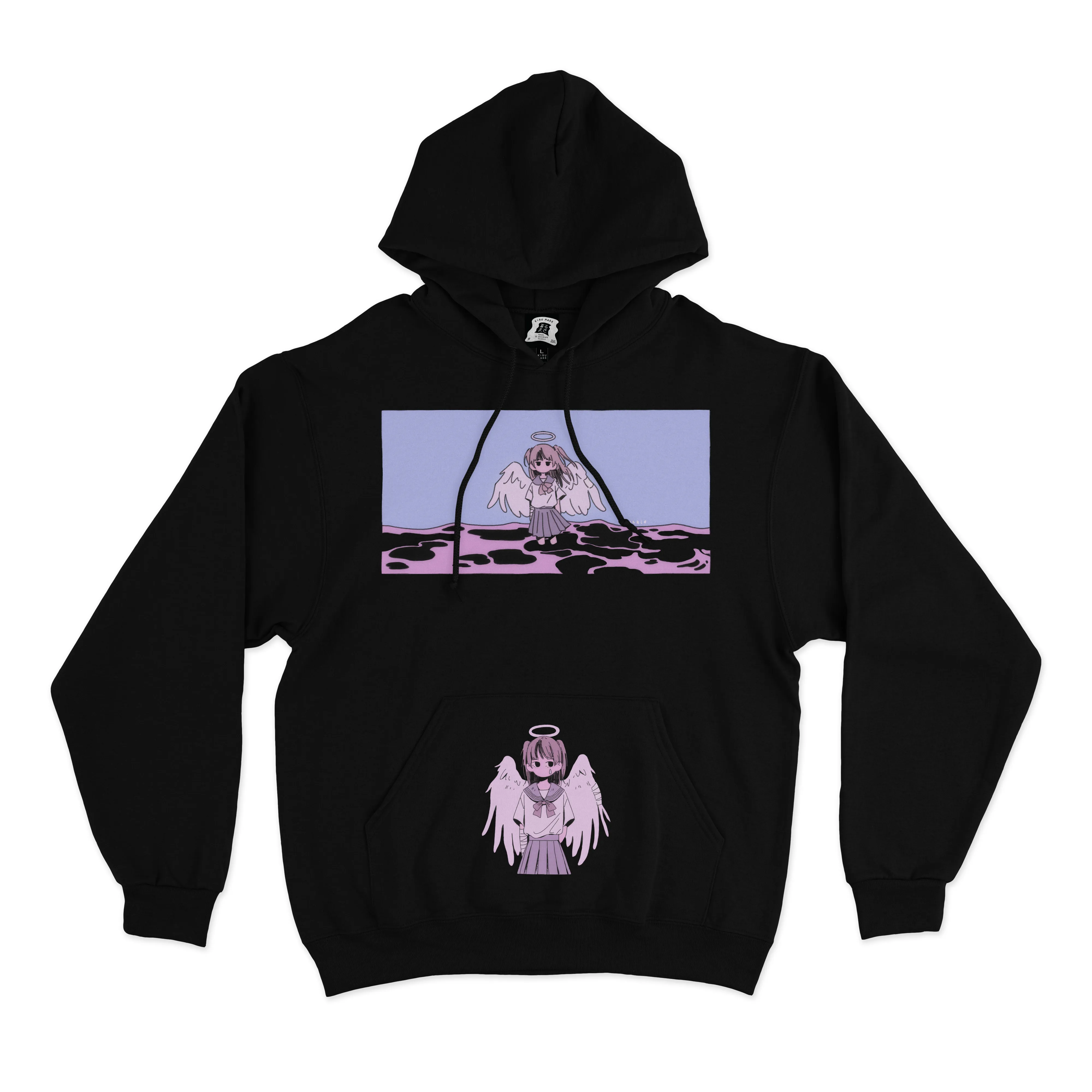 “Angel" Basic Hoodie Black/Light Pink