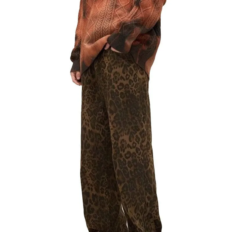 Annie | Women's Retro Wide-Leg Leopard Print Trousers | High Waisted