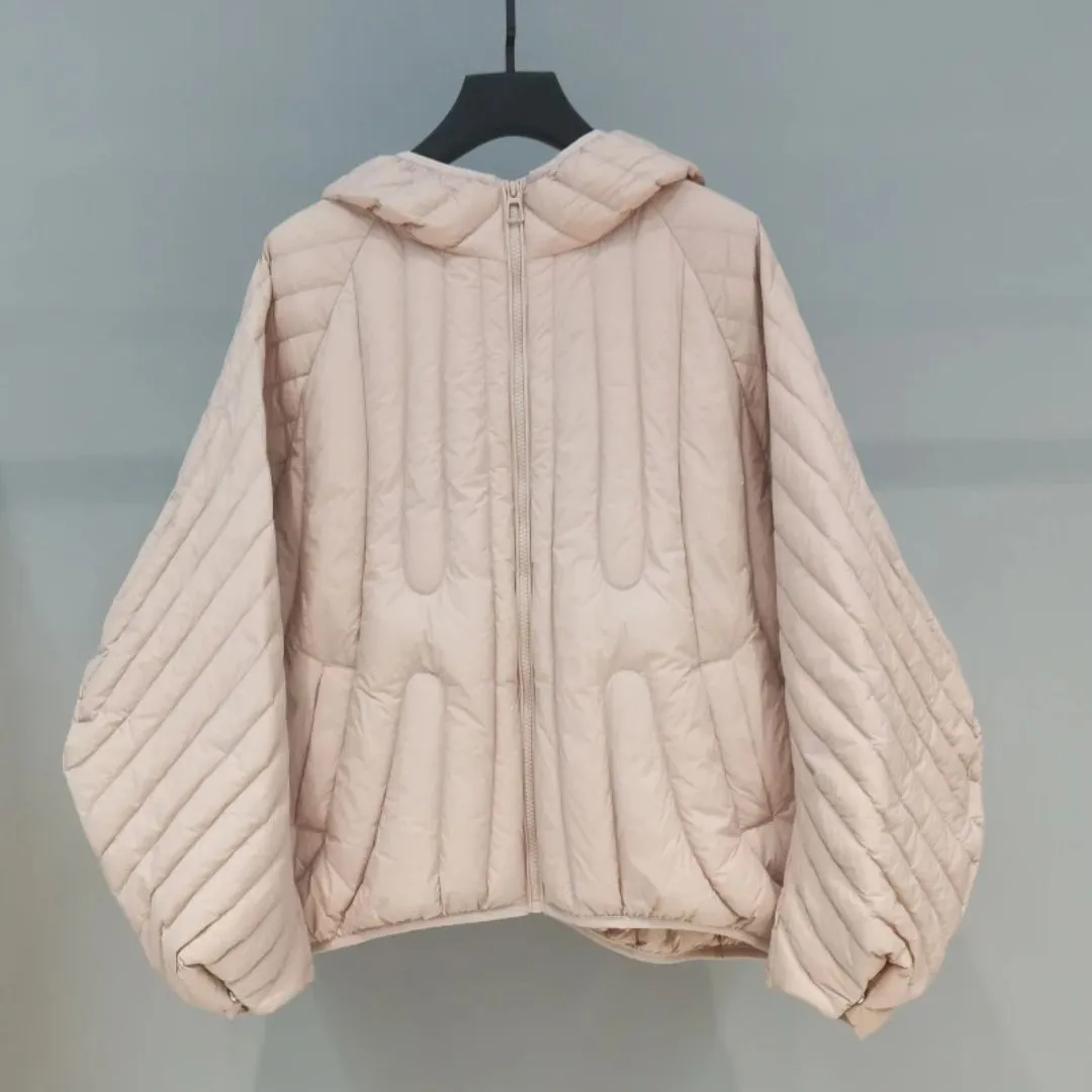 ANYCHIC Puffer Jacket Pink Womens Oversize Ultra Light Down Warm Winter Hooded Coat