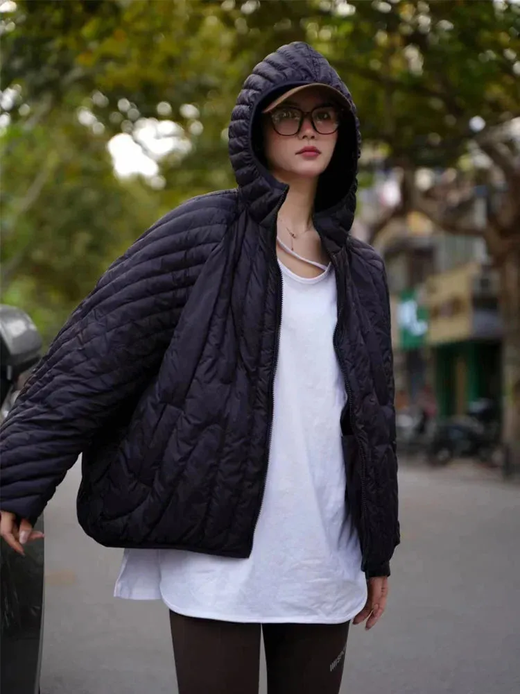 ANYCHIC Puffer Jacket Pink Womens Oversize Ultra Light Down Warm Winter Hooded Coat