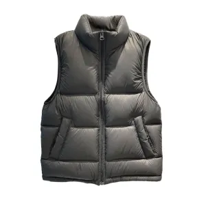 ANYCHIC Puffer Vest Gray Sleeveless Down Stand Collar Zipper Winter Waistcoat