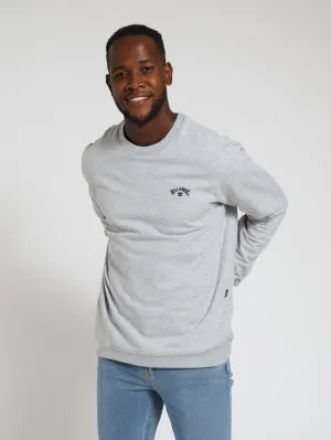 Arch Embossed Crew Top - Light Grey