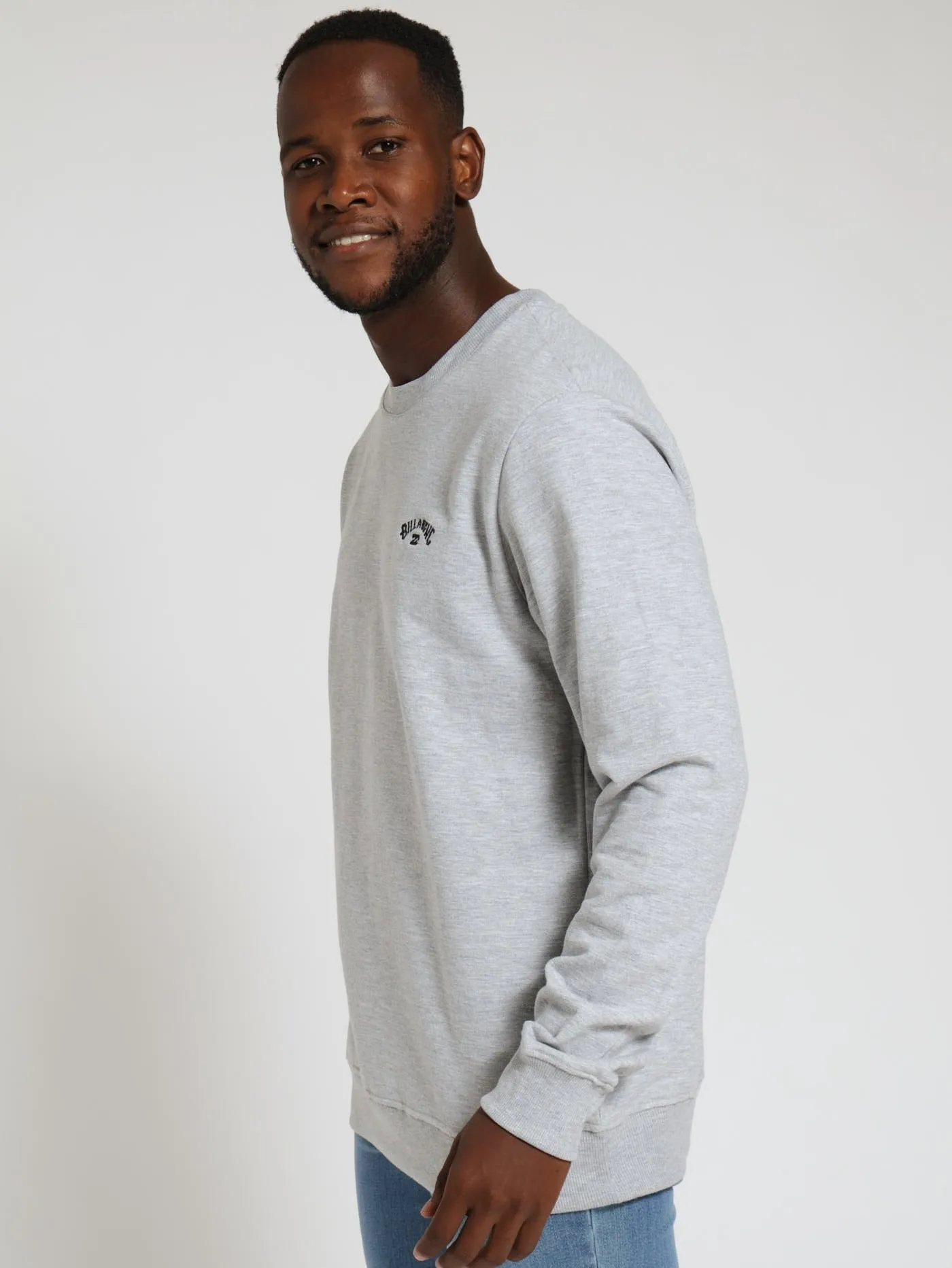 Arch Embossed Crew Top - Light Grey