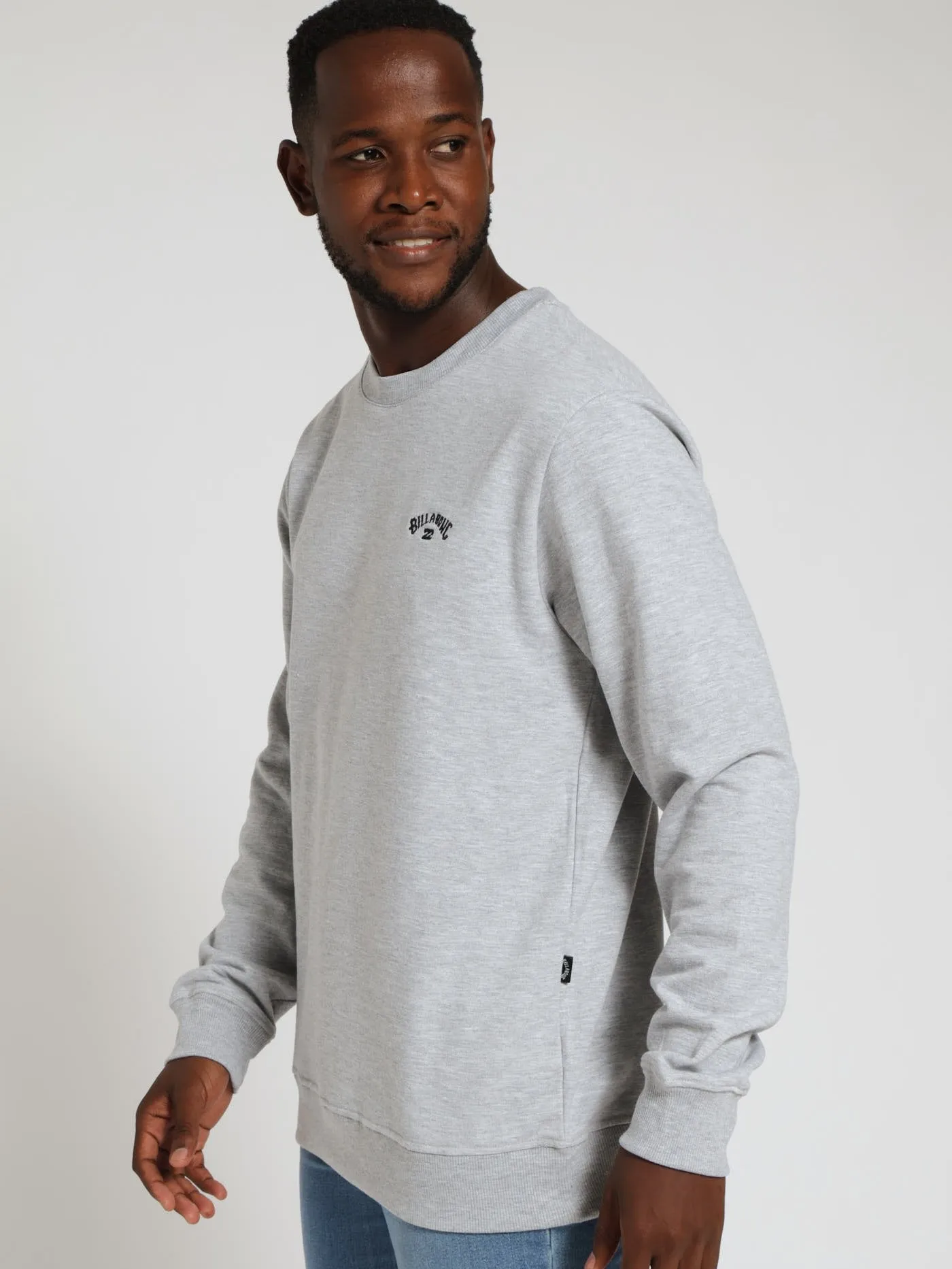 Arch Embossed Crew Top - Light Grey
