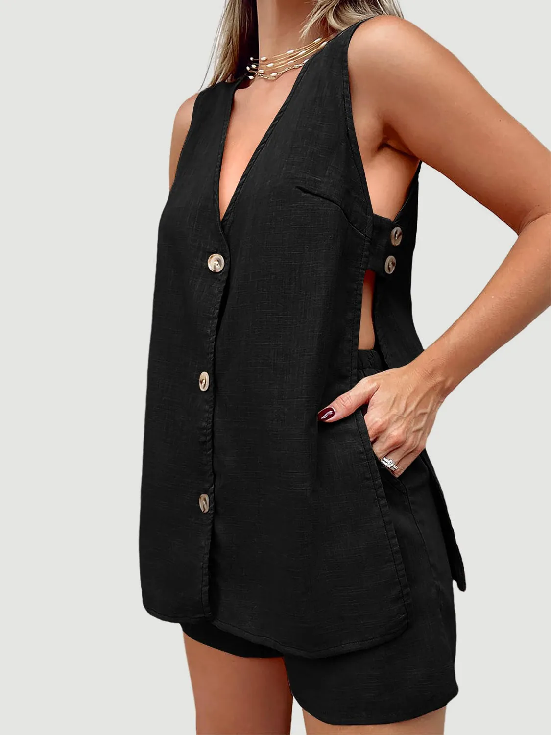 Aryan Button Up Top and Shorts Set