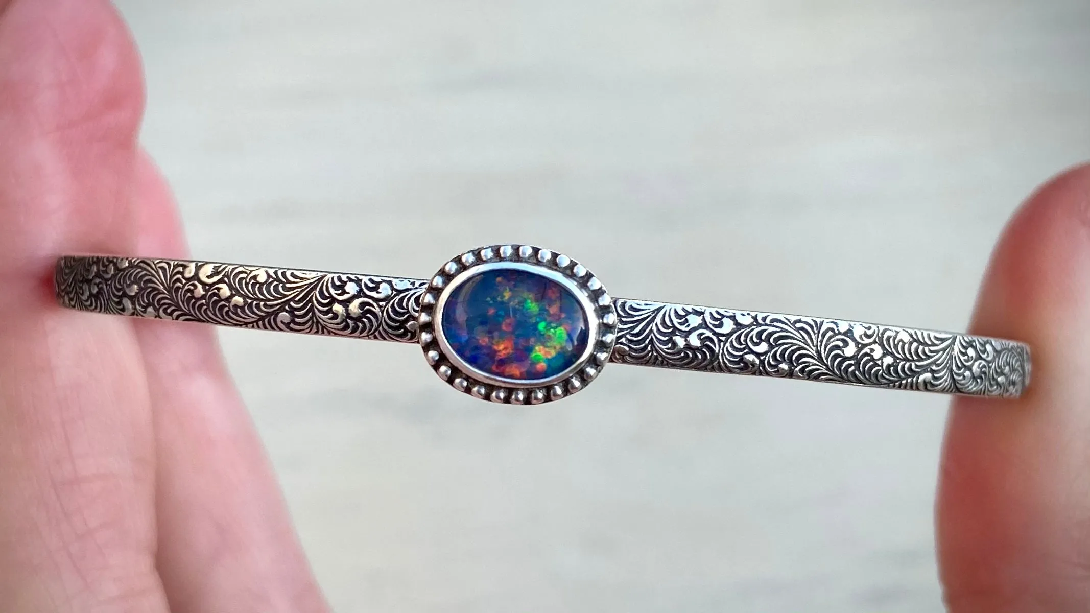 Australian Opal & Star Ruby Stacker Cuffs