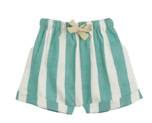 Baby Girl & Boy Stevy Green Peacock Stripy Shorts