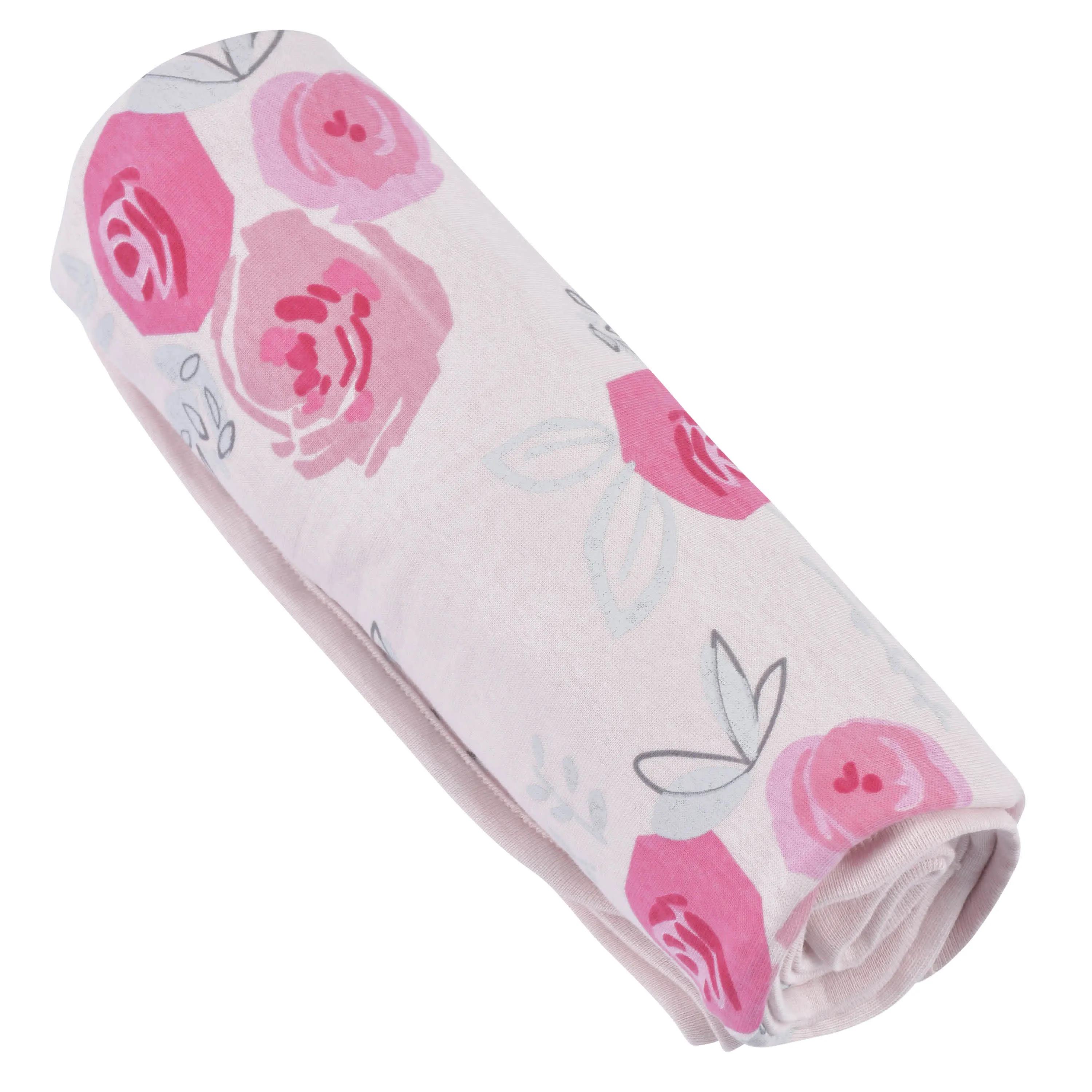 Baby Girls Comfy Stretch Roses & Bunnies Reversible Baby Blanket