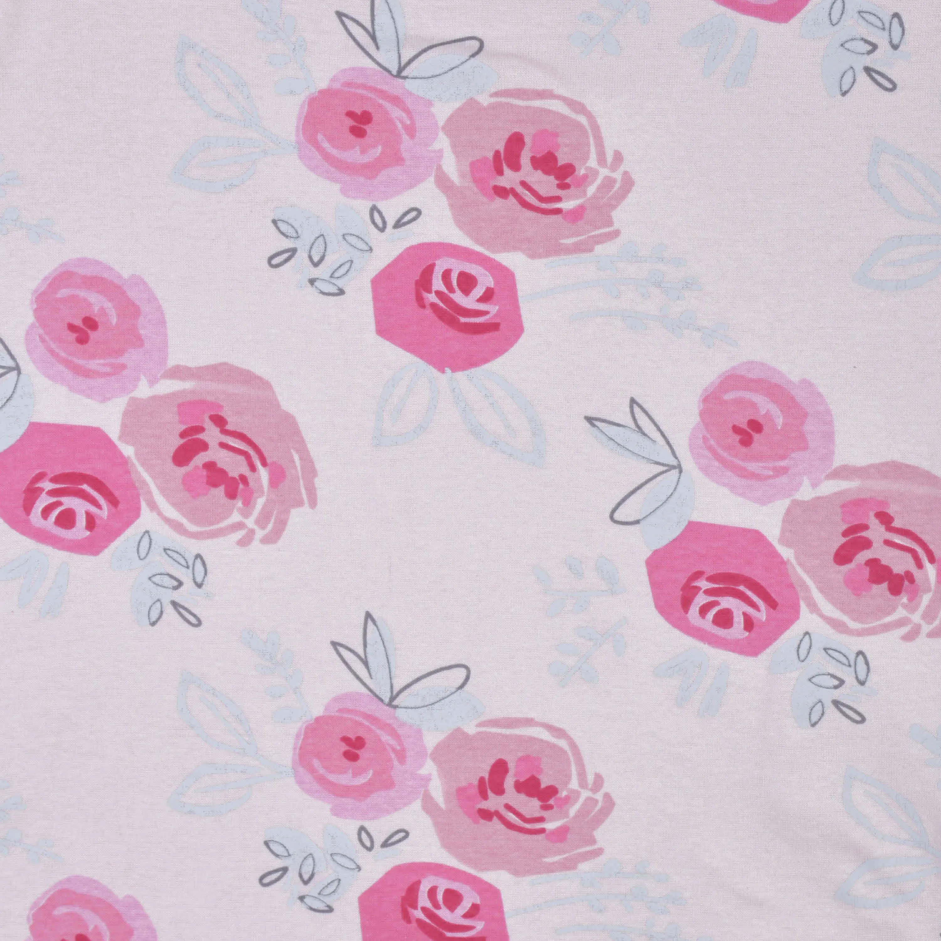 Baby Girls Comfy Stretch Roses & Bunnies Reversible Baby Blanket
