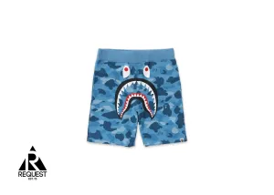 BAPE Honeycomb Camo Shark Sweat Shorts "Blue"