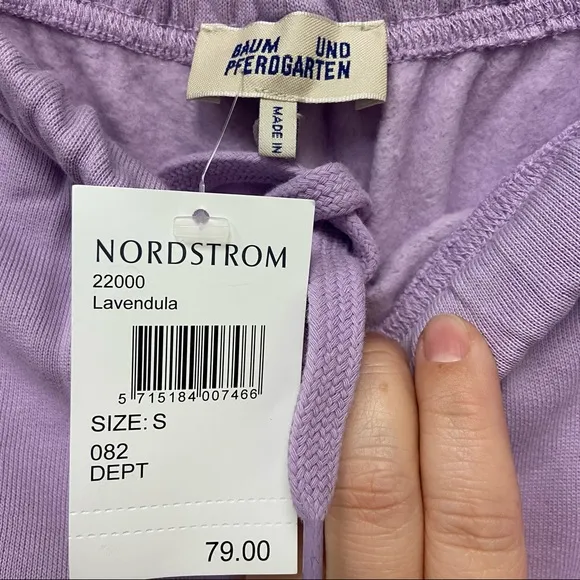 BAUM UND PFERDGARTEN Josann Organic Cotton Fleece Shorts in Lavender Size Small