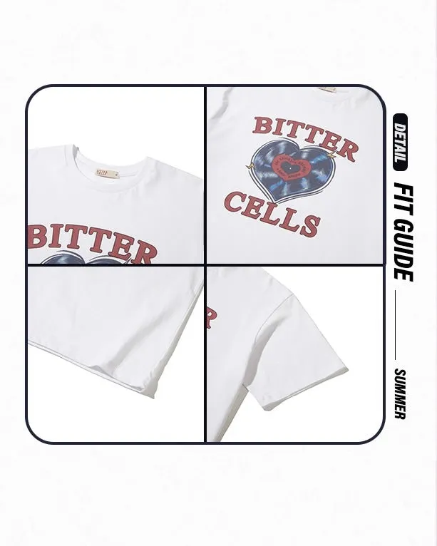 Bitter Cells Heart Record Tee White