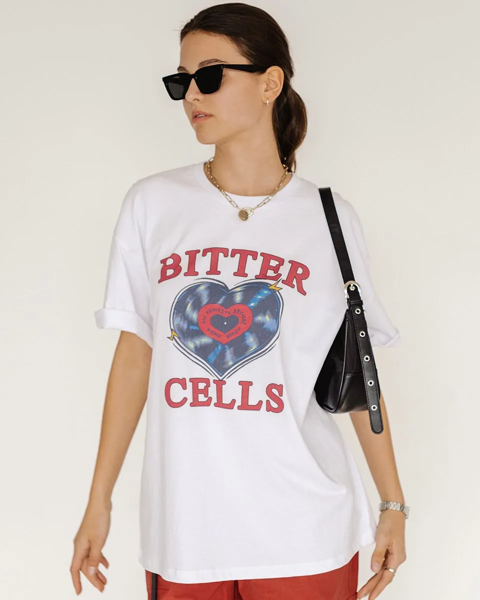 Bitter Cells Heart Record Tee White