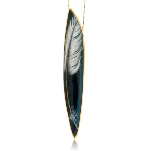 Black and White Feather Pendant / Brooch