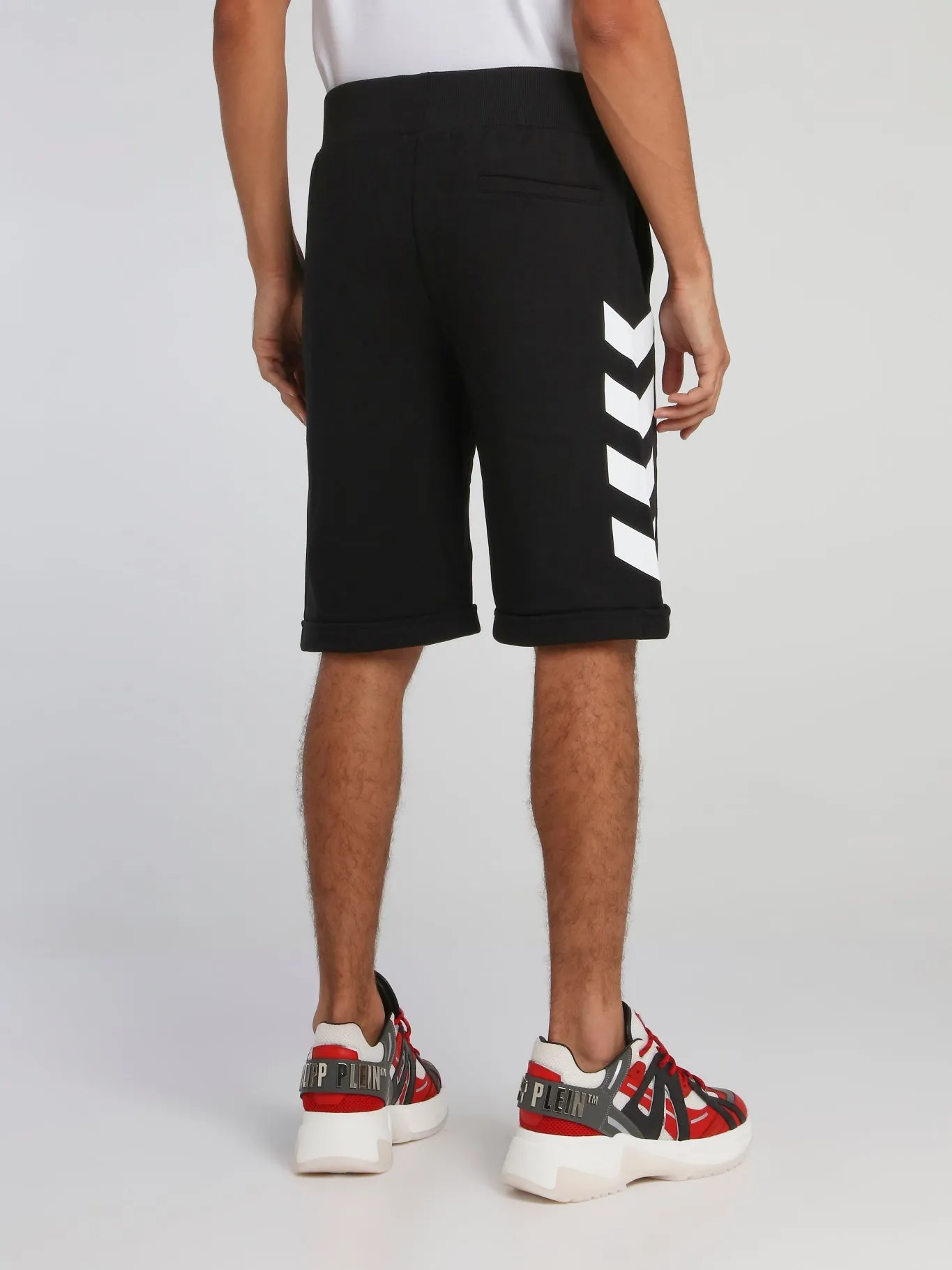 Black Chevron Print Jogging Shorts